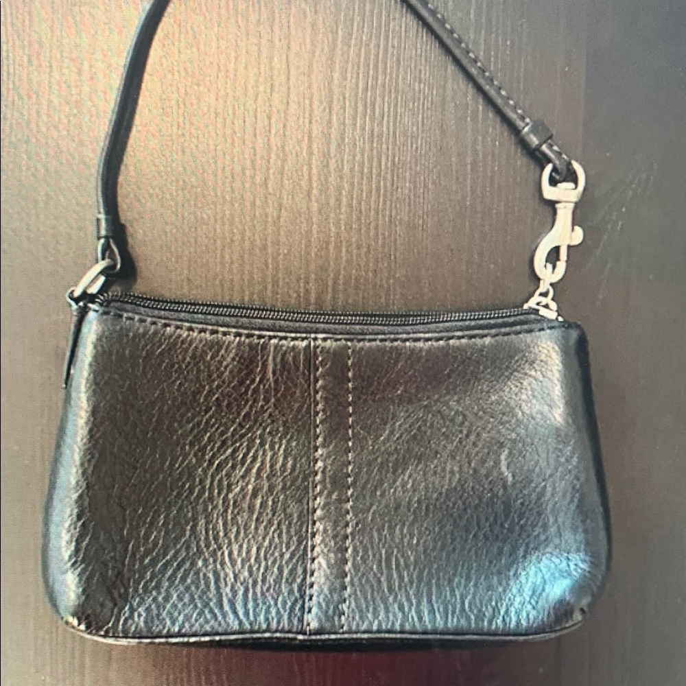 Elegant Black Leather Wristlet